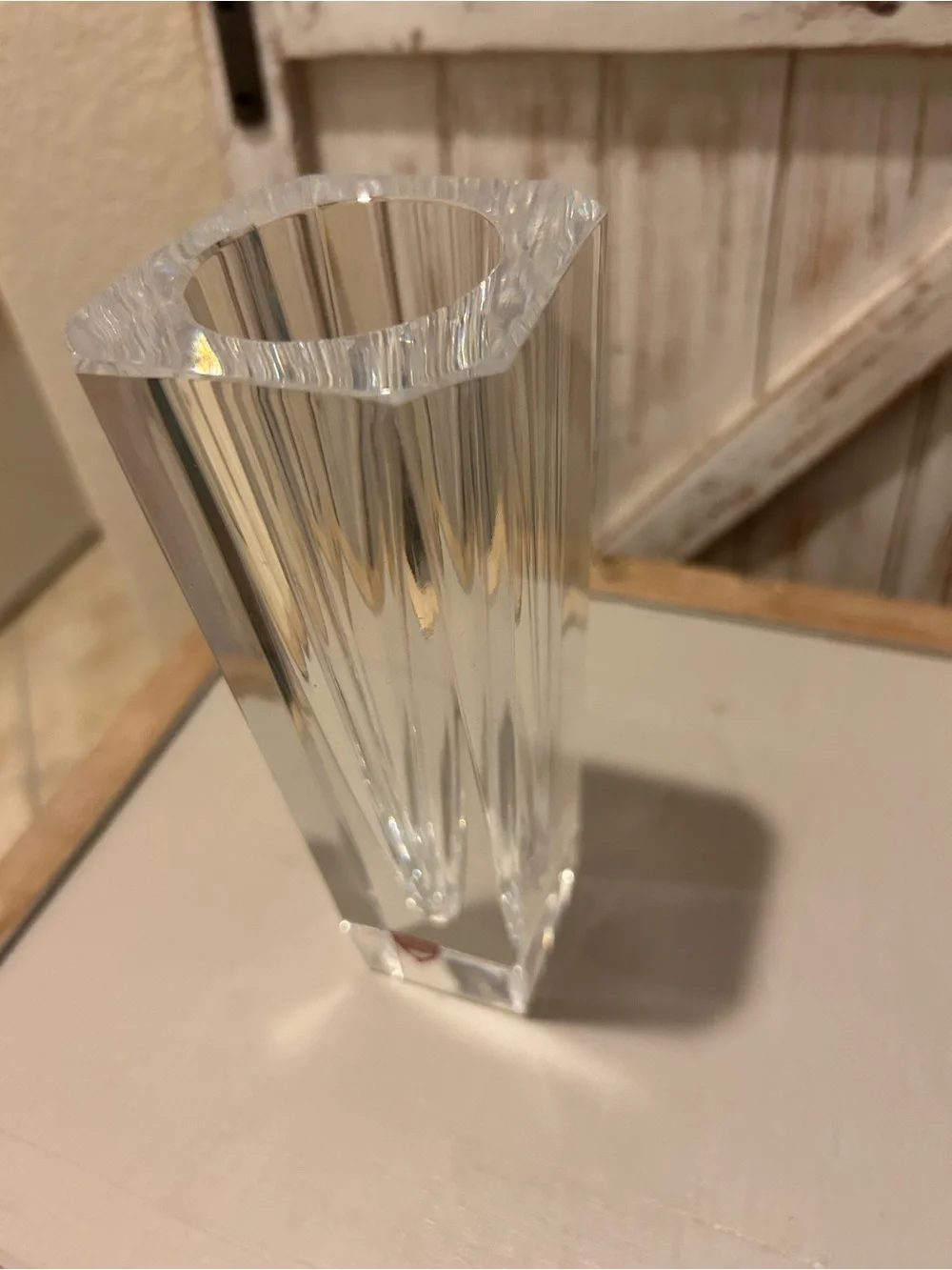 VINTAGE Orrefors Sweden Odyssey Crystal Vase Lars Hellsten MCM Red Label Intact